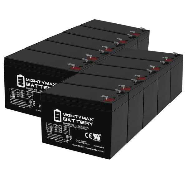 Mighty Max Battery 12V 9Ah Battery Replaces APC Back-UPS XS 1300VA BX1300LCD - 10PK MAX3877550
